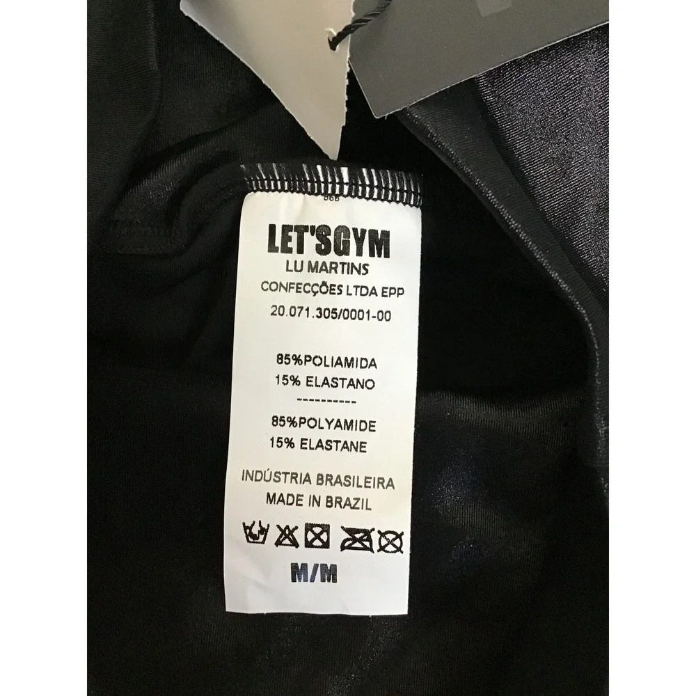 Lets Gym Women's‎ Black Shiny High Waist Fitness Essencial Leggings Size M NWT
